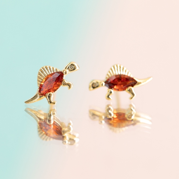 Red Dinosaur Earrings (S925) - Only 5 left! - Picture 5 of 7
